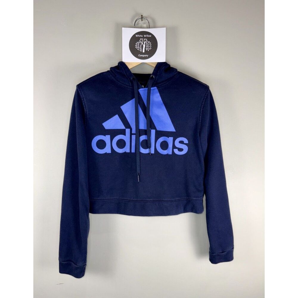 Adidas Women's Navy Blue Crop Hoodie Size Medium